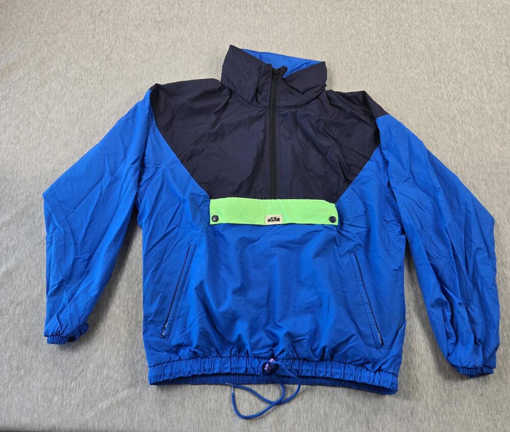 Vintage Skaze Jacket Mens Large Blue Green Half Zip Windbreaker Pullover 90s